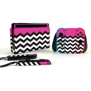MightySkins Skin Compatible with Nintendo Switch OLED - Hot Pink Chevron | Protective, Durable, and Unique Vinyl Decal wrap Cover | Easy to Apply, Remove and Change Style | Made in The USA