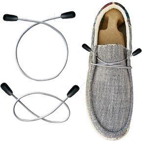 Replacement for Hey Dude, 2 Pairs Laces Replacement for Dudes Shoes, Elastic Shoe Strings Shoelaces(grey 14'')