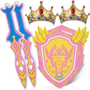 RICHNESS Play Sword and Shield for Girl 2sets Kids Sword Shield Pretend Toy Weapons for Party Dress Up and Role Costumes Pack of 2 …