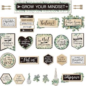 26 Pieces Growth Mindset Posters Bulletin Board Grow Your Mindset Positive Sayings Accents Set for Middle and High School Classroom or Home Decorations, Teachers and Students Bedroom Playroom Decor