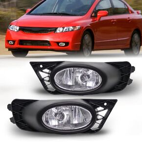 Driving Fog Lights Lamps Assembly Kit for 2009 2010 2011 Honda Civic Sedan Fog Light Replacement with H11 12V 55W Bulbs Switch and Wiring Kit 1 Set