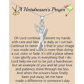 FUSTMW Hairstylists Gifts Hair Stylist Prayer Necklace Cosmetology Graduation Gifts