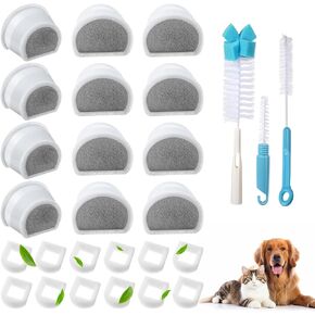 Dreyoo 26 Pack Replacement Carbon Filters and Foam Filters Compatible with PetSafe Drinkwell Water Fountain with Cleaning Brushes, Cat and Dog Water Fountain Filters with Fountain Cleaning Kit