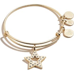 Alex and Ani Path of Symbols Expandable Bangle for Women, Pave Star Charm, Shiny Gold Finish, 2 to 3.5 in