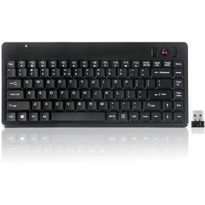 Perixx Periboard-706 Wireless Trackball Mini Keyboard, Build-in 0.55 Inch Trackball for Pointing Feature, Black, US English Layout