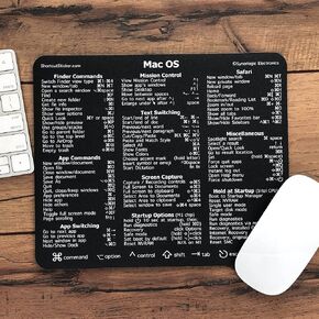 Synerlogic (M1+Intel Ultimate Mac OS Keyboard Shortcut Reference Guide v2.0 Mouse Pad - Premium Laminated Non-Slip Rubber (Black)
