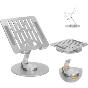 360 Degree Rotating Tablet Stand, a Smart Computer Stand That can emit Gear Sound. Foldable up and Down to Adjust Height, Portable Tablet Holder. Suitable for iPad Holder up to 12.9 inches (Black)