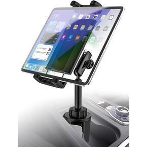Tablet Holder Mount for Car Cup Holder [Flexible Three Ball Metal Arm] Cup Holder Tablet Mount for Car Tesla, Truck, SUVs, iPad Cup Holder for iPad, iPhone, Galaxy Z Fold, 4.7-13'' Device