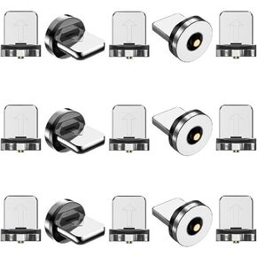 Magnetic Charging Tips lPhone 15pcs,1Pin 360° Rotate Connector Adapters for iOS-Lightlng Ports Series,Just Plugs to Charging/Water-dustproof/antioxidant Without Cord&Non-Data