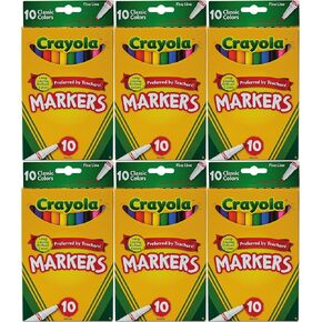 Crayola Classic Colors Fine Line 10 Markers Per Pack (Pack of 6) 60 Markers In Total
