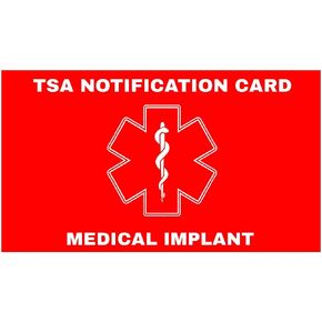 Medical IMPLANT TSA Notification Wallet Air Travel Card - Quantity (2)