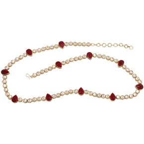 I Jewels سلسلة خصر هندية مطلية بالذهب 18 قيراط لحفلات الزفاف الهندية من بوليوود كوندان الصناعي/كامار باتا/سلسلة البطن مجوهرات هندية للنساء (B005) in Kuwait