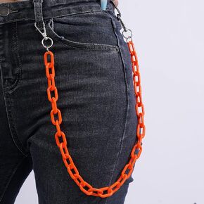 YERTTER Cute Color Chunky Acrylic Pants Chain Jeans Chain Pocket Chain Punk Link Chain Hiphop Grunge Pant Accessories for Women Men Egirls