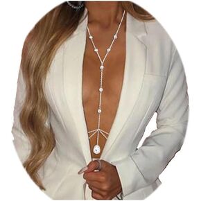 Sparkle Rhinestone Body Jewelry Crystal Body Necklace Sexy Bikini Bra Body Chain Nightclub Rave Beach Waist Chain Accessories for Women and Girls