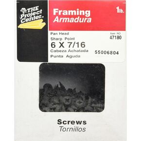 47180 6 x 7/16-Inch Pan Head Framing Screw Sharp Point, Black
