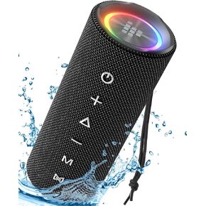 Tronsmart Mirtune C2 Portable Bluetooth Speakers,360°Surround Sound 24W HD Sound and Deep Bass, IPX7 Waterproof, 24H Playtime, LED Lights, Stereo Pairing with TF/AUX for Outdoor, Home, Party (Black)