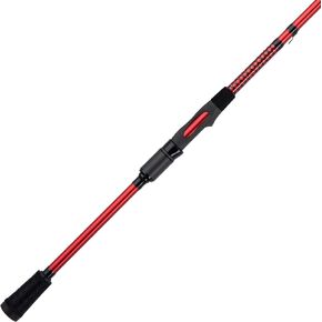 Ugly Stik 7’ Carbon Spinning Rod, One Piece Spinning Rod, 6-12lb Line Rating, Medium Rod Power, Fast Action, 3/16-5/8 oz. Lure Rating, Red/Black