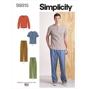 Simplicity Men's Knit Top and Pants Sewing Pattern Kit, Code S9315, Sizes XS-S-M-L-XL-XXL, Multicolor