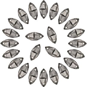Horse Eye Rhinestones Flatback Sew on Rhinestone with 2 Holes 42pcs 7x15mm Glass Navette Shape Rhinestones for Crafts Project,Clothes,Costume,Shoes,Bags,Light Purple