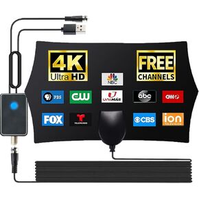 TV Antenna, 2024 Upgraded TV Antenna for Local Channels with 400+ Miles Range Amplifier Signal Booster, TV Antenna Indoor, Antenna for Smart TV, Support 4K 1080p All TVs, 16ft Coax Cable in Kuwait