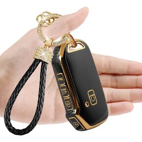 Moonlinks Compatible with 2016-2022 Chevy Traverse Malibu Key Fob Cover with Keychain Lanyard,for Camaro Cruze Sonic Volt Bolt Equinox Key Fob Case 5 Button TPU Key Fob Shell Protector Holder,Black