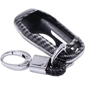 NewYall Carbon Fiber Smart Remote Key Fob Case Cover with Keychain