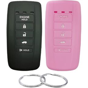 Silicone Rubber Key Fob Cover Compatible with 2014-2021 Acura ILX MDX RDX RLX TLX KR537924100 Black Pink