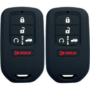 2Pcs Coolbestda Silicone Full Protective Key Fob Remote Cover Case Skin Jacket for 2017 2018 2019 2020 2021 Honda Civic Accord Pilot CR-V 5 Buttons Smart Key A2C81642600