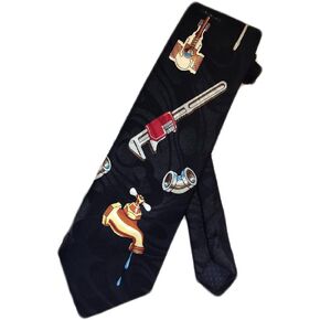 ربطة عنق Tie Mania للرجال Plumber Plumbing Leaky Sink - سوداء - ربطة عنق بمقاس واحد in Kuwait