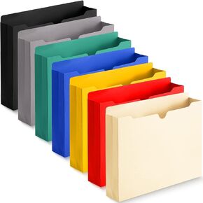 35 Pack File Jackets Expandable File Folders 2 Inch Expansion Letter Size Pocket Folders Reinforced Straight Cut Tab Expanding Document Folder for Classroom, Home, Office, 7 Colors
