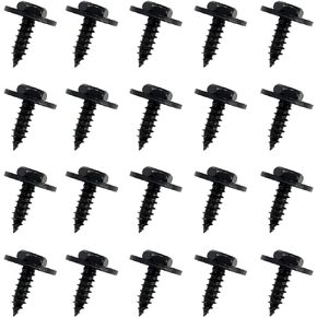 20 PCS Automotive Hex Head Self-Tapping Screws, 0.18" x 0.74" Bumper Hood Trim Cover Fixing Bolts, Rust-Proof and Shock-Proof Exterior Trim Screws, Universal Car Fastening Accessories (Black)