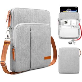 Lacdo Tablet Sleeve Bag with Shoulder Strap for 11 inch iPad Pro M4 / iPad Air M2, 10.9 inch iPad/iPad Air, 10.2" iPad, 10.5" iPad Pro Air, 11 inch Samsung Galaxy Tab A9+ Tablet Carrying Case, Gray