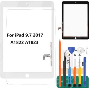 For iPad 5 (5th generation) Touch Screen Replacement For iPad 9.7 2017 Digitizer A1822 A1823 For iPad Air 1 Touch Screen A1474 A1475 A1476 Front Panel Glass Repair Parts(NO LCD,No Home Button) (White)
