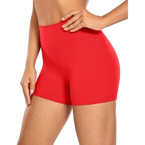 CRZ YOGA Women's Naked Feeling Biker Shorts 4 Inches - High Waist Workout Gym Running Yoga Spandex Shorts Deep Red Medium