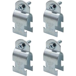 3/4" EMT Strut Clamps for Rigid Conduit and Pipe, 4 Packs Universal Steel Strut Clamps for Rigid Conduit and EMT, Standard Electro-Galvanized EMT Strut Clamps Assembled with Bolt and Nut