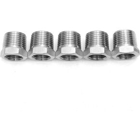 LTWFITTING Bar Production Stainless Steel 316 Pipe Hex Bushing Reducer Fittings 3/8" Male x 1/4" Female NPT Fuel Water Boat (Pack of 5)