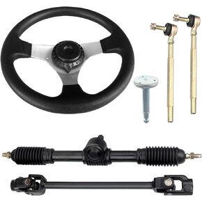 Go-Kart Steering Wheel Kit, 300mm Steering Wheel 320mm Gear Rack Pinion Adjustable Shaft Set,Assembly Replacement for Go Kart Go Cart ATV UTV 110cc 125cc 140cc 150cc
