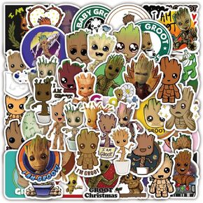 Groot Stickers 50 Pcs Water Bottle Waterproof Vinyl Decals,Cute Cartoon Characters Stickers for Kids Teens Adults Waterproof Vinyl Decals for Water Bottle Laptop Luggage