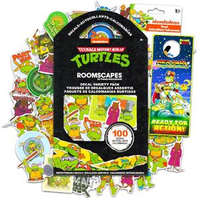 Teenage Mutant Ninja Turtles Sticker Decal Set - Bundle with 100 Assorted TMNT Decals for Laptops, Cell Phones, Water Bottles and More Plus Door Hanger | TMNT Decals