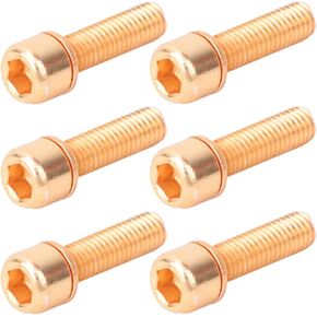 Stem Bolts 6Pcs/Set M5x18mm Alloy Bike Fixed Stem Bolts Hex Tapered Bolts Screw Top Cover Cover Headset Screws(Golden)