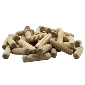 3/8" x 2" - 300 Pack Wooden Dowel Pins - Kiln Dried, Fluted, and Beveled (3/8" x 2", 300pk)