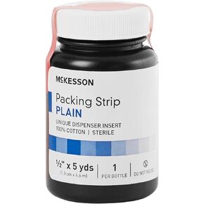 McKesson Packing Strip, Sterile, Plain, 100% Cotton, 1/2 in x 5 yds, 1 Count