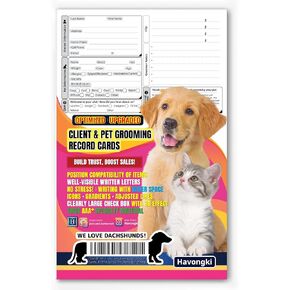 ملاحظة بطاقات العميل المميزة للعناية بالكلاب الأليفة | سميكة 100 عبوة 5x8 بوصة | تسجيل المعلومات، سجل العميل، فهرس، ملف تعريف جهة الاتصال، بطاقة الخدمة لمصففي الملابس المحترفين in Kuwait