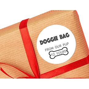 Set of 120 Personalized Dog Treat Labels - 'Doggie Bag From Our Pup to Yours' - Round Matte White Stickers for Wedding Favors and Pet-Themed Celebrations