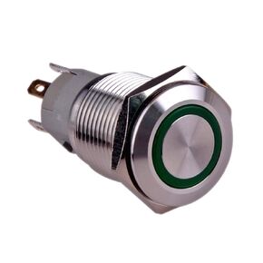 Ulincos® Momentary Push Button Switch U16F1 1NO1NC Silver Stainless Steel Shell with 12V Red LED Ring Suitable for 16mm 5/8" Mounting Hole (Red)
