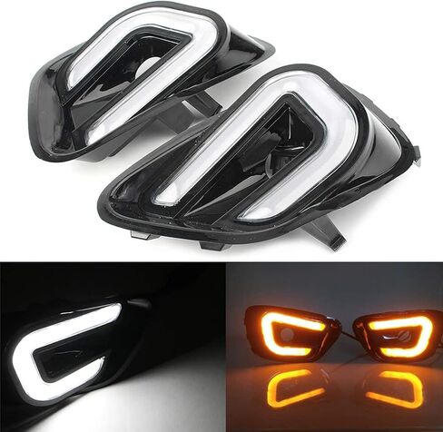 LED النهار الجري الخفيف لسيارة جيب كومباس 2011-2016 سيارة الضباب ضوء مقاوم للماء بدوره مصباح إشارة in Saudi Arabia