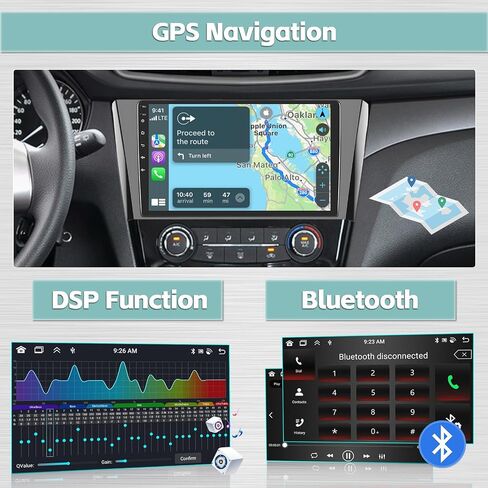 [4G+64G] لسيارة Nissan Rogue (دليل A/C) 2014-2018 Android 13 ستيريو لاسلكي، شاشة لمس 10.1 بوصة في لوحة القيادة وراديو ملاحة GPS مع كاميرا احتياطية Android Auto Bluetooth FM RDS in Saudi Arabia