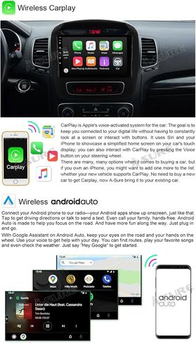 ASURE 9 بوصة ترقية راديو ستيريو للسيارة Kia Sorento 2014 2015، 4Core 2GB+32GB Android Car GPS Navigation Unit مع Carplay، Android Auto، مشغل فيديو بشاشة تعمل باللمس 1280x800، دعم الكاميرا الاحتياطية للمصنع in Saudi Arabia