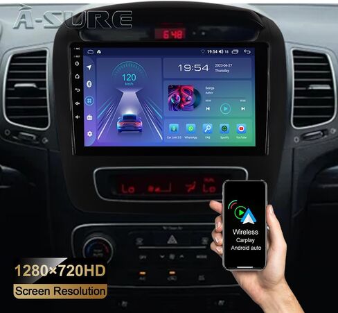ASURE 9 بوصة ترقية راديو ستيريو للسيارة Kia Sorento 2014 2015، 4Core 2GB+32GB Android Car GPS Navigation Unit مع Carplay، Android Auto، مشغل فيديو بشاشة تعمل باللمس 1280x800، دعم الكاميرا الاحتياطية للمصنع in Saudi Arabia