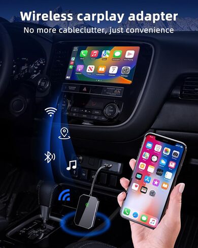 Wireless CarPlay Adapter, Convert Wired CarPlay to Wireless, Fit for Cars with Factory CarPlay Function and iPhone iOS 10+, Support Navigation, Music and Phone Calls in Saudi Arabia